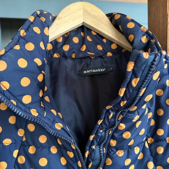 Marimekko Navy Polka Dot Light Puffer Jacket L - Picture 2 of 4